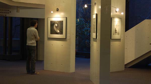 View from outside of gallery, with person